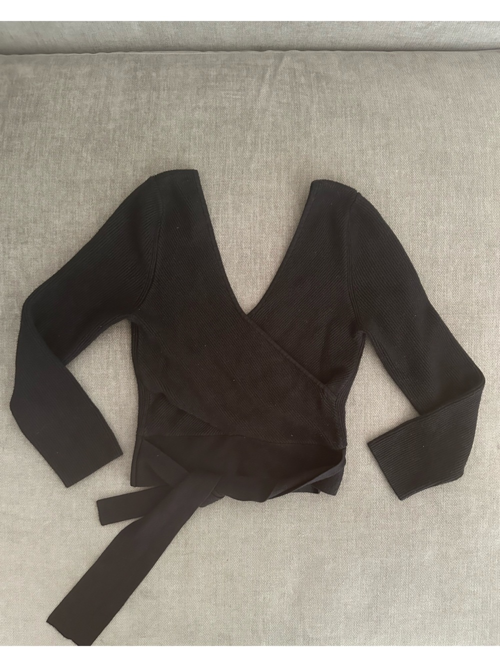 Reversible Express Black Ribbed Wrap Crop Top